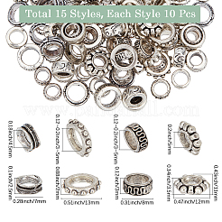 150шт. 15 стиля наборов бусин из сплава в тибетском стиле&nbsp;TIBEB-SC0001-50