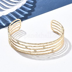 Браслеты-манжеты из нержавеющей стали 304 со стразами для женщин AJEW-P127-11G