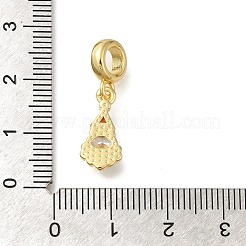 Подвески-шармы европейские с подвесками из латуни с красным и прозрачным кубическим цирконием и эмалью KK-Z086-27G