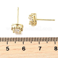 Серьги-гвоздики из латуни с микропаве и прозрачным кубическим цирконием&nbsp;EJEW-G433-04G