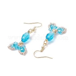 Серьги-подвески из стекла и нержавеющей стали 304 в форме рыбьего хвоста&nbsp;EJEW-MZ00458-05