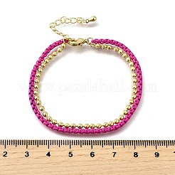 Браслеты из латунных бусин в два ряда BJEW-U040-02G-01