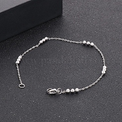 Не тускнеющие браслеты из круглой цепочки из нержавеющей стали 304 для женщин&nbsp;LS-BJEW-D033-01P