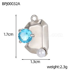 Прямоугольные подвески из нержавеющей стали 304 с кубическим цирконием STAS-OY004-24P