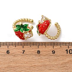Серьги-каффы из клубничной латуни с микропаве из прозрачных кубических цирконий EJEW-U062-06B-G