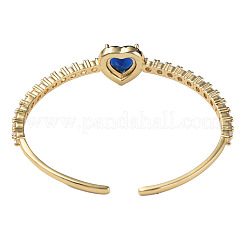 Кубический цирконий сердце открытая манжета браслет BJEW-N012-031B