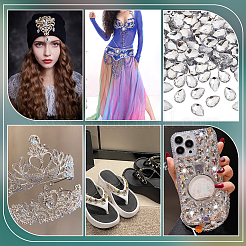 250шт акриловые кабошоны со стразами GACR-FG0001-13