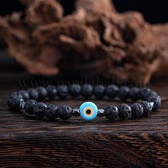 Браслеты из натуральных круглых бусин из лавы для мужчин DE0249