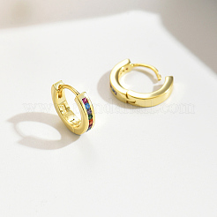 Изысканные серебряные серьги-кольца с радужным цирконием для ежедневного ношения BF5628