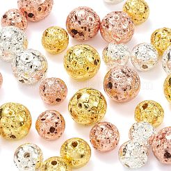 90шт 2 размера гальванические бусины из натурального вулканического камня G-FS0001-24