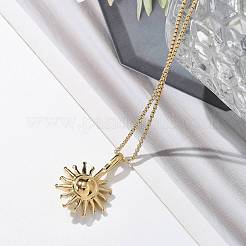 304 нержавеющая сталь Подсолнух подвеска коробка цепи ожерелья для женщин&nbsp;NJEW-R011-01G