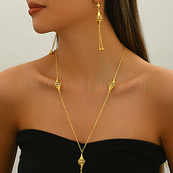 Комплекты из латунных биконусных серег и ожерелий с кисточками для женщин KG8308