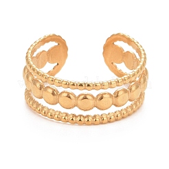 Ионное покрытие (ip) 304 нержавеющая сталь тройная линия открытое кольцо-манжета для женщин RJEW-C025-07G