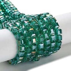 Стеклянные бусины с гальваническим покрытием  EGLA-R030-4x4mm-11