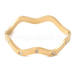 Браслеты на шарнире из нержавеющей стали 304 со стразами&nbsp;BJEW-D408-25G