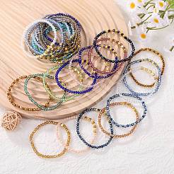 30шт 30 цвета граненые круглые стеклянные бусины наборы тянущихся браслетов для женщин и девочек BJEW-SW001602