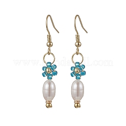 Латунный стеклянный цветок с овальными подвесками EJEW-MZ00442