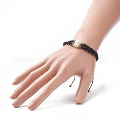 2 шт. 2 стильных браслета из плетеных бусин из натурального жемчуга с нейлоновым шнуром для женщин BJEW-JB09141-02