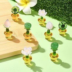 8шт 4 стиля стеклянные фигурки растений в горшках&nbsp;DJEW-CJ0001-11