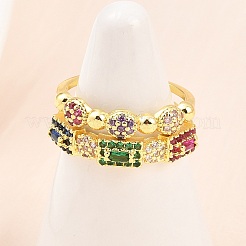 Манжеты из латуни с микро паве кубический цирконий для женщин&nbsp;RJEW-Z113-47G