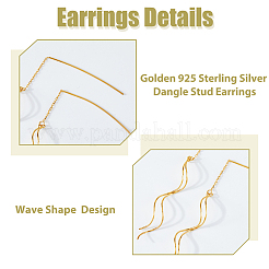 1 пара сережек-гвоздиков в форме волны из стерлингового серебра&nbsp;EJEW-HS0001-32G