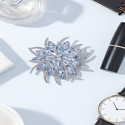 1 шт. булавки для лацкана из цветочного сплава со стразами для свадебной вечеринки&nbsp;JEWB-LP0006-06B