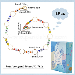 6 шт. сплав эмалированный радуга подвеска для вязания рядов цепочки HJEW-SC0001-51