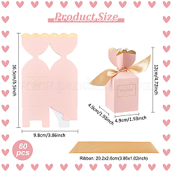 Свадебные бумажные подарочные коробки для конфет с полиэфирной лентой CON-WH0105-07
