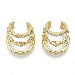 Латунные серьги-манжеты из прозрачного кубического циркония EJEW-S201-237G-NR