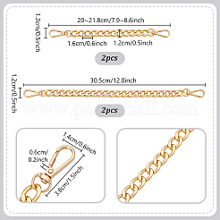 4 шт. 2 стиля алюминиевые ремни для сумки с цепочкой&nbsp;PURS-PH0001-34G