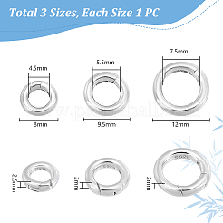 3 шт. 3 стиля 925 кольца с пружинным затвором из стерлингового серебра FIND-PH0023-41