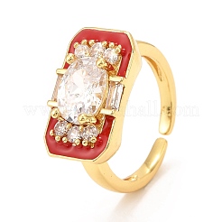 Кольцо-манжета из латуни с микропаве и кубическим цирконием RJEW-F118-10-G