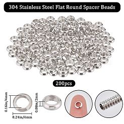 200 шт. 201 нержавеющая сталь разделительные бусины&nbsp;STAS-BBC0004-35