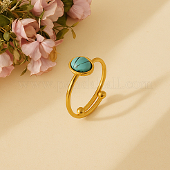 2 шт. 2-х цветные регулируемые манжетные кольца из нержавеющей стали с синтетическими драгоценными камнями&nbsp;RJEW-GO0001-27B