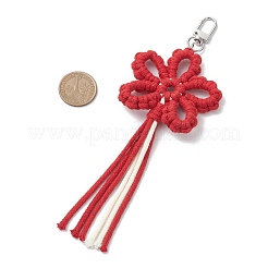 4 шт. подвески-украшения из хлопковых ниток в виде цветов&nbsp;HJEW-TA00399