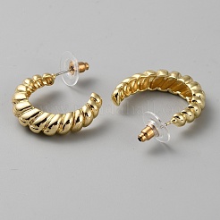 6 пара латунных круглых сережек-гвоздиков в 6-х стилях&nbsp;EJEW-WH0015-60G