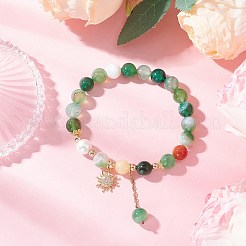 3шт. браслеты из круглых бусин из натурального полосатого агата&nbsp;BJEW-JB11924