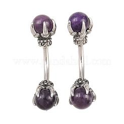 Кольца для живота в форме драконьего когтя из нержавеющей стали 316 с шариками из натурального камня&nbsp;AJEW-C044-06AS-02