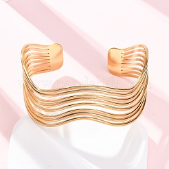 Браслеты-манжеты из нержавеющей стали 304 для женщин&nbsp;BJEW-D306-05G