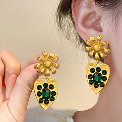 Серьги-гвоздики из сплава со стразами в форме цветка и сердца&nbsp;FS-WGA31FA-02