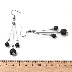 Серьги с подвесками из натурального вулканического камня EJEW-JE02813-01