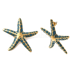 Серьги-гвоздики с эмалью из нержавеющей стали 304 в виде морской звезды&nbsp;EJEW-C169-04G