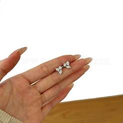 925 серьги-гвоздики из стерлингового серебра с прозрачным кубическим цирконием EJEW-K301-03P