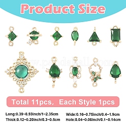 11 шт. 11 стиля прозрачных стеклянных звеньев/соединителей&nbsp;GLAA-YW0005-55