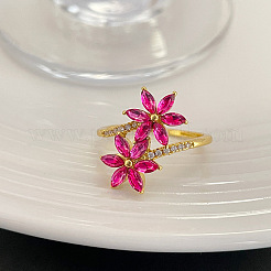 Кольца для женщин с цветочным узором из латуни с микропаве из кубических цирконий FS-WGC33AC-01