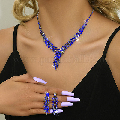 Комплекты цепочек и серег-гвоздиков из сплава со снежинками и стразами FS-WGB2E3F-05-1