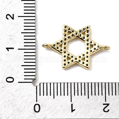 Подвески-соединители «Звезда Давида» из латунного микропаве с небесно-голубыми кубическими цирконами KK-H529-08G-1