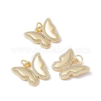 Латунные микропаве прозрачные подвески с фианитом KK-G415-18G-1