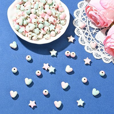 150 шт. непрозрачные акриловые бусины с эффектом кракле&nbsp;OACR-YW0004-50-1