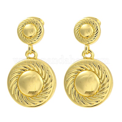 Плоские круглые серьги-гвоздики из латуни с покрытием стойки EJEW-I313-04G-1